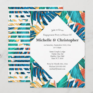 Tropical leaves summer island aloha colorful invitation
