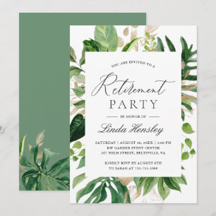 Tropical Leaves Summer Retirement Party Invitation