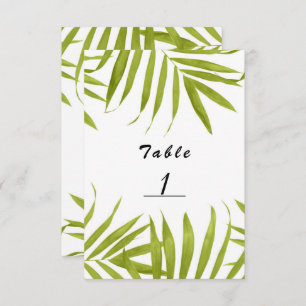 Tropical Leaves Summer Wedding Table Number Card