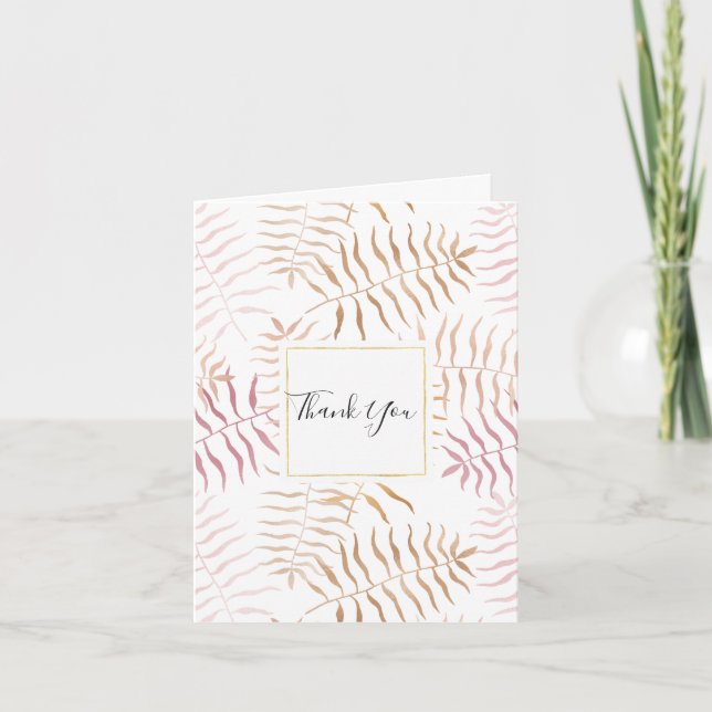 Tropical Leaves Thank You Card (Front)