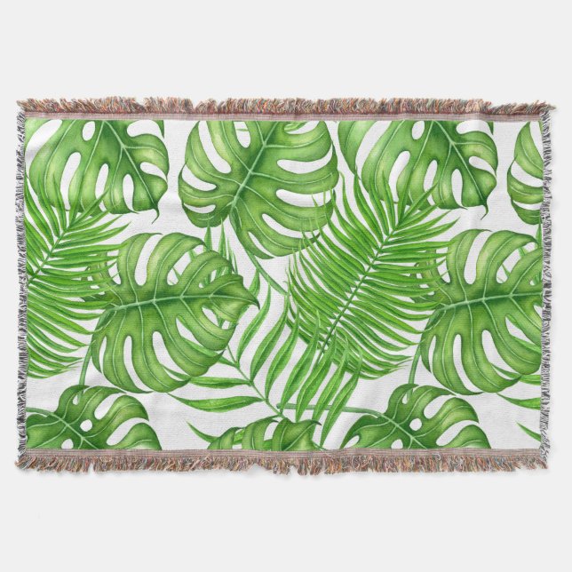 Tropical leaves throw blanket (Front)