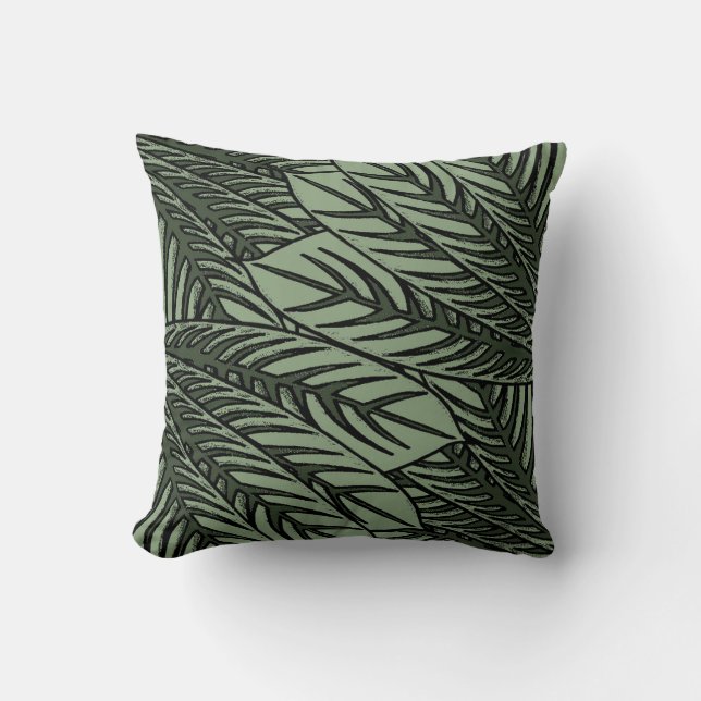 Tropical Leaves Throw Pillow (Front)