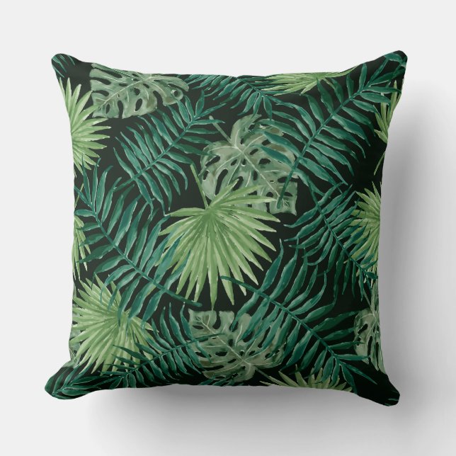 Tropical Leaves Throw Pillow (Front)