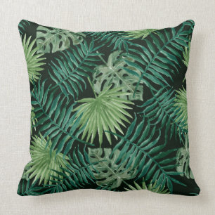 Tropical Leaves Throw Pillow