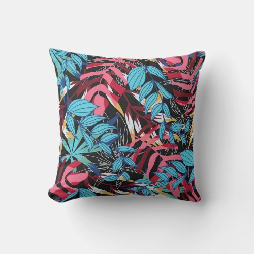 Tropical Leaves Throw Pillow