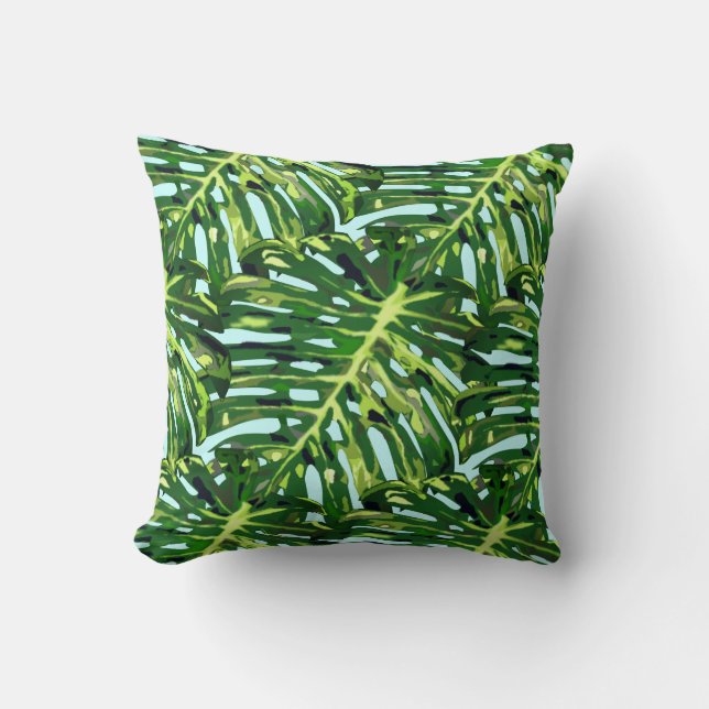 Tropical Leaves Throw Pillow (Front)