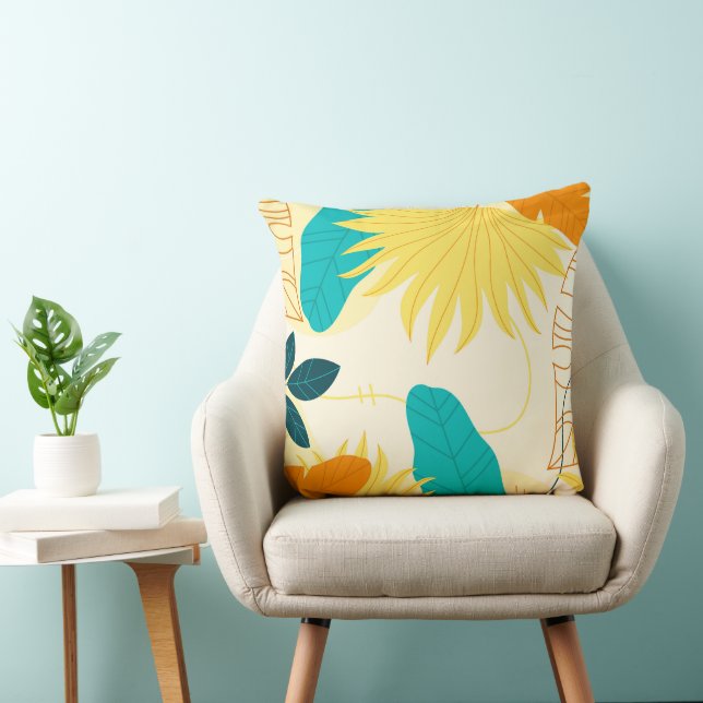 Tropical Leaves Throw Pillow (Chair)