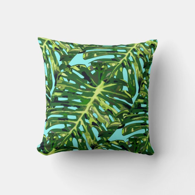 Tropical Leaves Throw Pillow (Front)