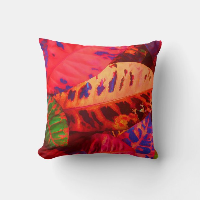 Tropical Leaves Throw Pillow (Front)