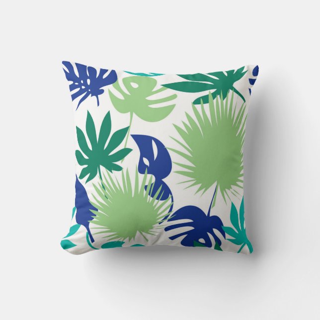 Tropical leaves throw pillow (Front)