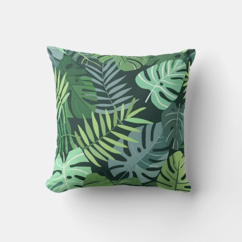 Tropical Leaves Throw Pillow