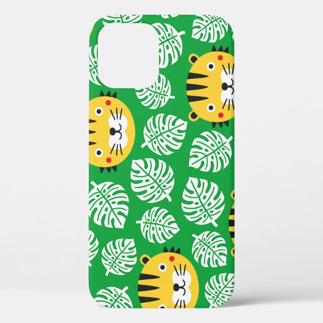 Tropical Leaves Tiger Kid Pattern Case-Mate iPhone Case (Back)