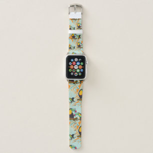 Tropical leaves toucan seamless Pattern Apple Watch Band