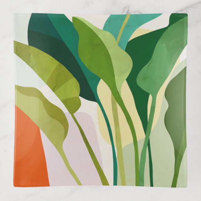 Tropical Leaves Trinket Tray (Front)