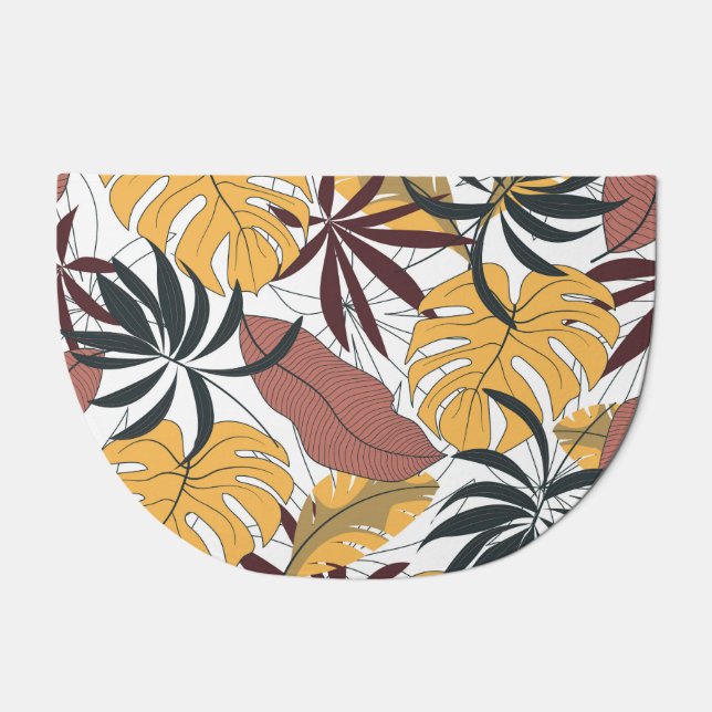 Tropical leaves: vibrant seamless background. doormat (Front)