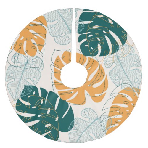 Tropical Leaves Vintage Jungle Seal Brushed Polyester Tree Skirt