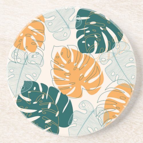Tropical Leaves Vintage Jungle Seal Coaster