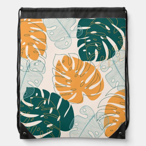 Tropical Leaves Vintage Jungle Seal Drawstring Bag