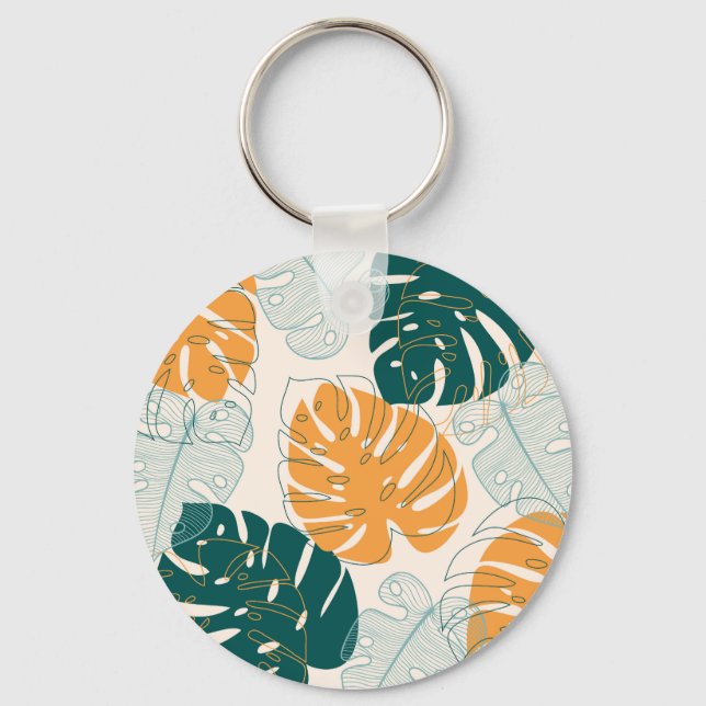 Tropical Leaves: Vintage Jungle Seal Keychain (Front)