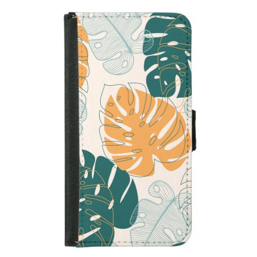Tropical Leaves Vintage Jungle Seal Samsung Galaxy S5 Wallet Case