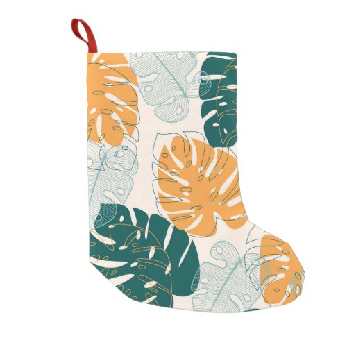 Tropical Leaves Vintage Jungle Seal Small Christmas Stocking
