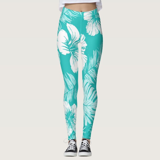Tropical Leaves: Vintage Plant Pattern Leggings (Front)