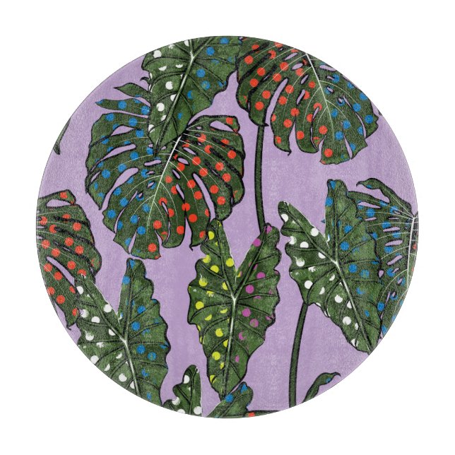 Tropical leaves: vintage polka dot. cutting board (Front)