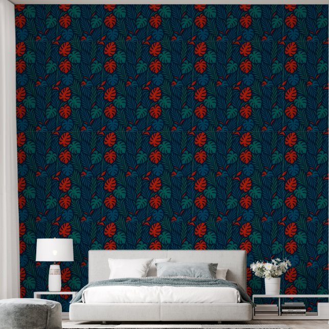 Tropical leaves wallpaper  (Bedroom)