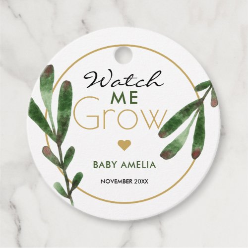 Tropical Leaves Watch Me Grow Baby Shower Favor Tags