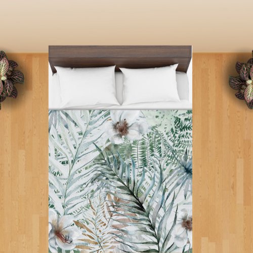 Tropical Leaves Watercolor King Size Duvet Cover