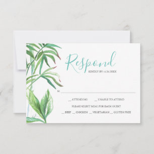 Tropical Leaves Watercolor Reply RSVP