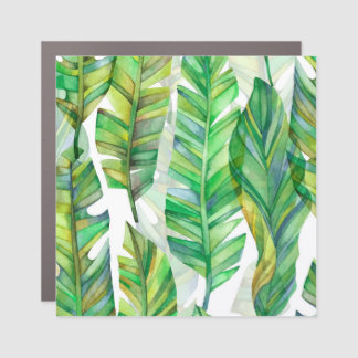 Tropical Leaves: Watercolor Seamless Pattern Car Magnet