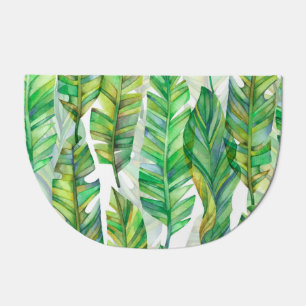 Tropical Leaves: Watercolor Seamless Pattern Doormat