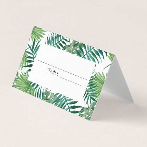 Tropical Leaves Wedding Beach Table Number Card