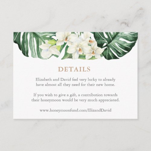 Tropical Leaves Wedding Details Or Registry Enclosure Card