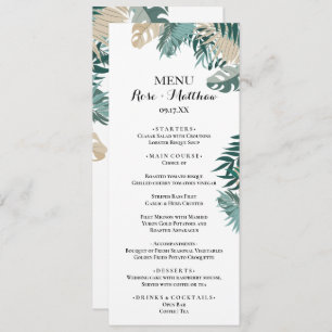 Tropical leaves Wedding Dinner Menu