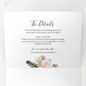 Tropical Leaves Wedding Photo with RSVP Details Tri-Fold Invitation (Inside First)