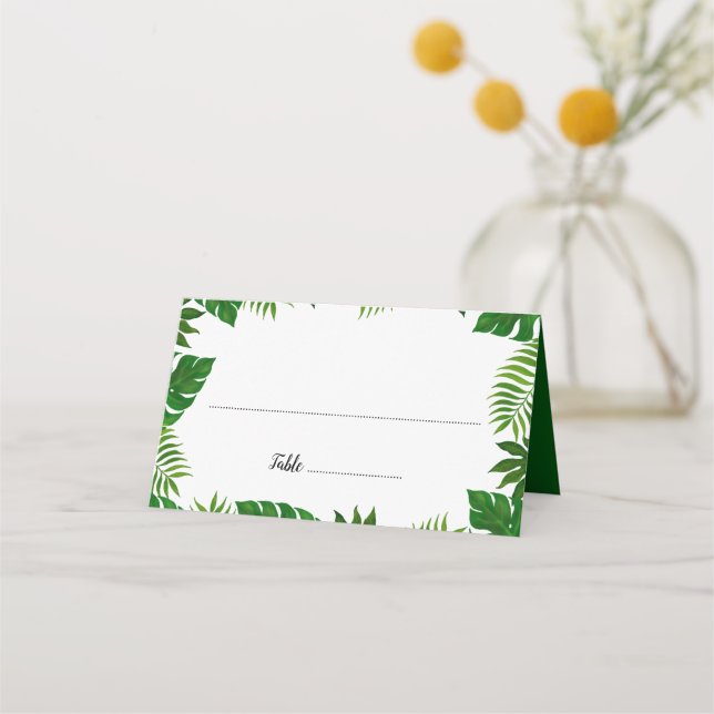 Tropical Leaves | Wedding Place Card (Front)