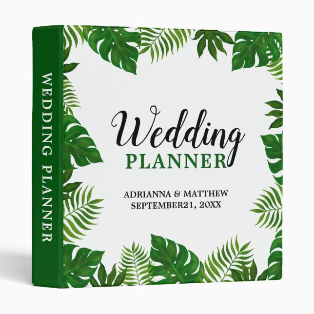 Tropical Leaves | Wedding Planner 3 Ring Binder (Front/Spine)