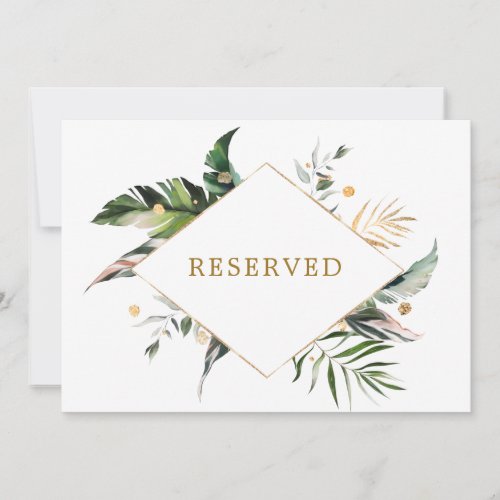 Tropical Leaves Wedding Reserved Table Sign