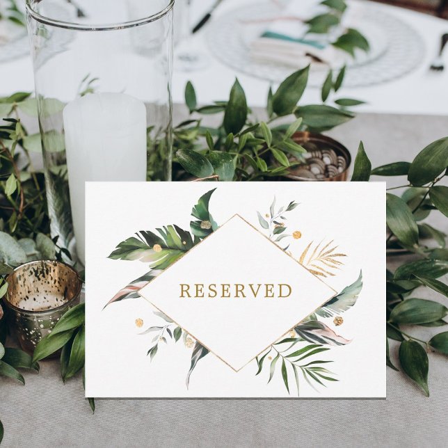 Tropical Leaves Wedding Reserved Table Sign (Creator Uploaded)