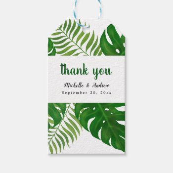 Tropical Leaves | Wedding Thank You Gift Tags by Wedding_Trends_Now at Zazzle