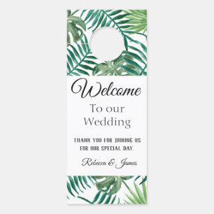 Tropical Leaves Wedding Welcome Door Hanger