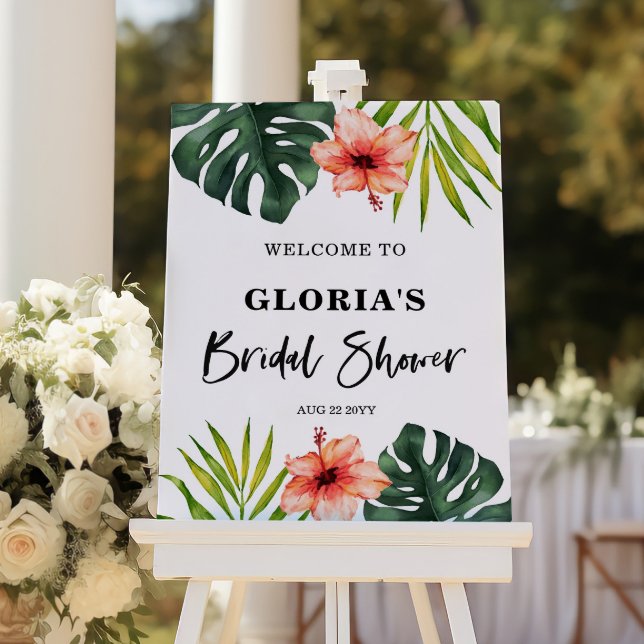 Tropical Leaves Wedding  Welcome  Foam Board (Creator Uploaded)