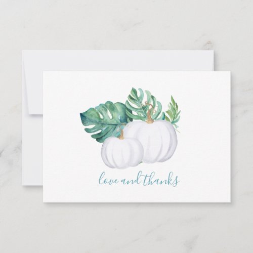 Tropical Leaves White Pumpkin Thank You Card