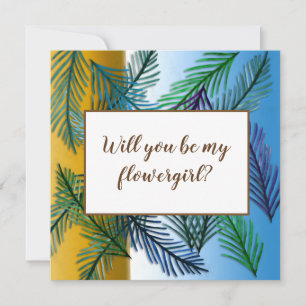 Tropical leaves, Will you be my flowergirl card