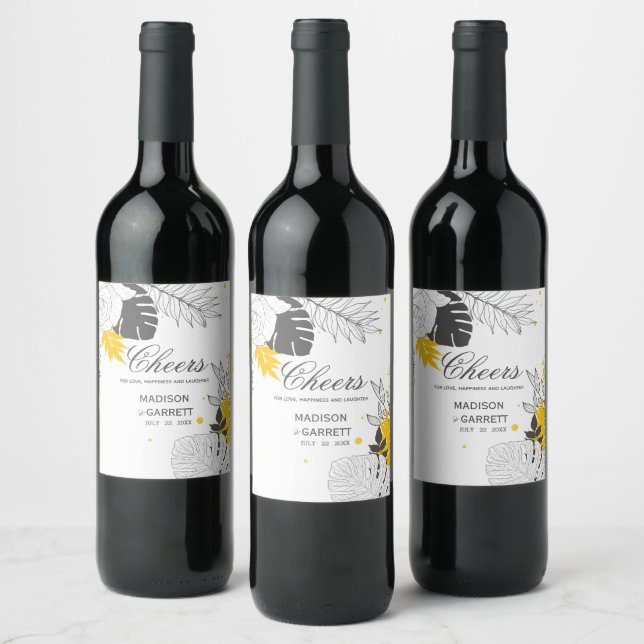 Tropical Leaves Wine Label (Bottles)