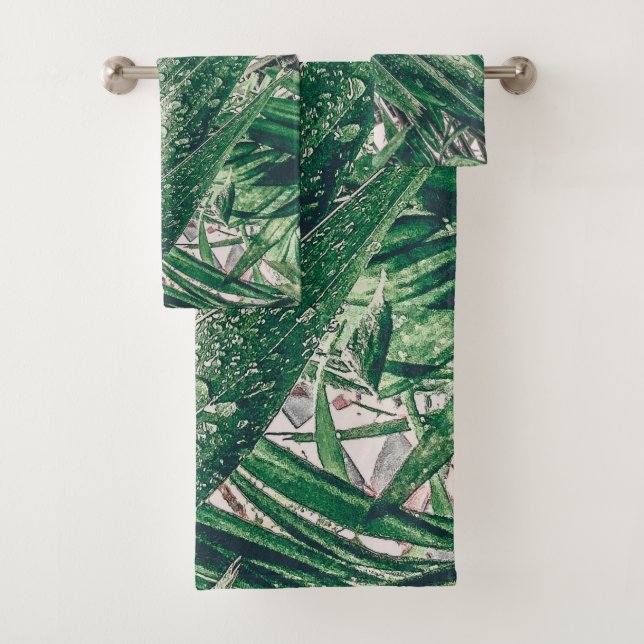 Tropical Leaves with Raindrops Bath Towel Set (Insitu)