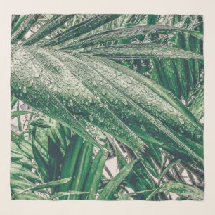 Tropical Leaves with Raindrops Scarf