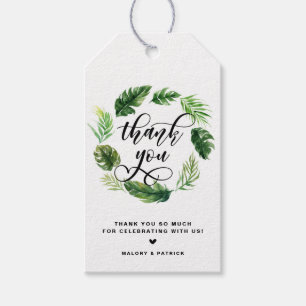 Tropical Leaves Wreath Summer Wedding Thank You Gift Tags